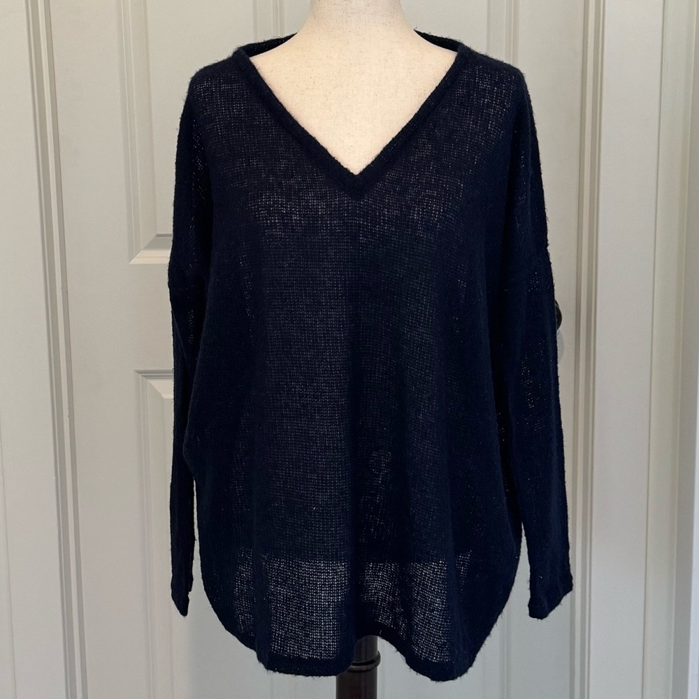 Piko 1988 light weight v-neck oversized NAVY sweater L